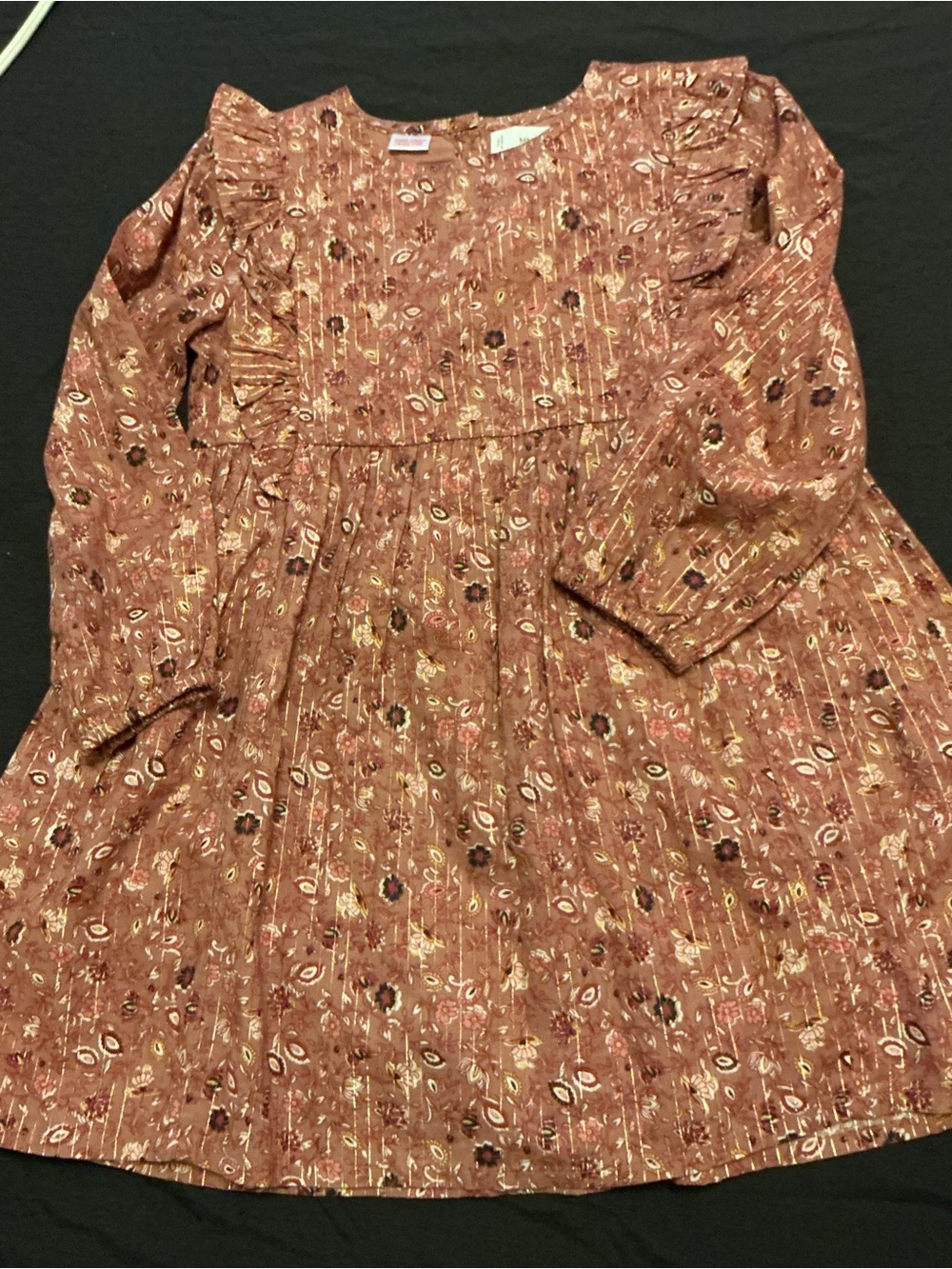 MNG Girls Mauve Floral Ruffle-Trim Dress